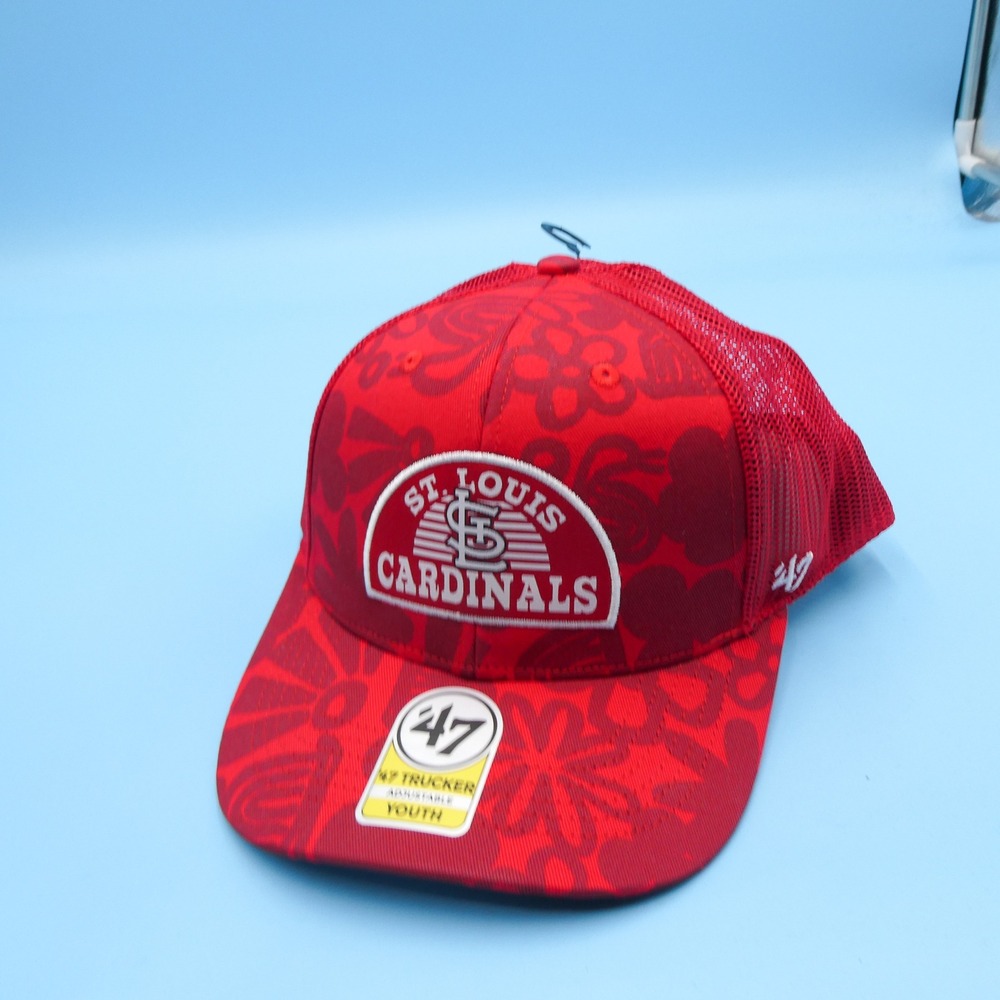 '47 Brand Trucker Hat Youth St. Louis Cardinals Red Floral Mesh Snapback Cap‎